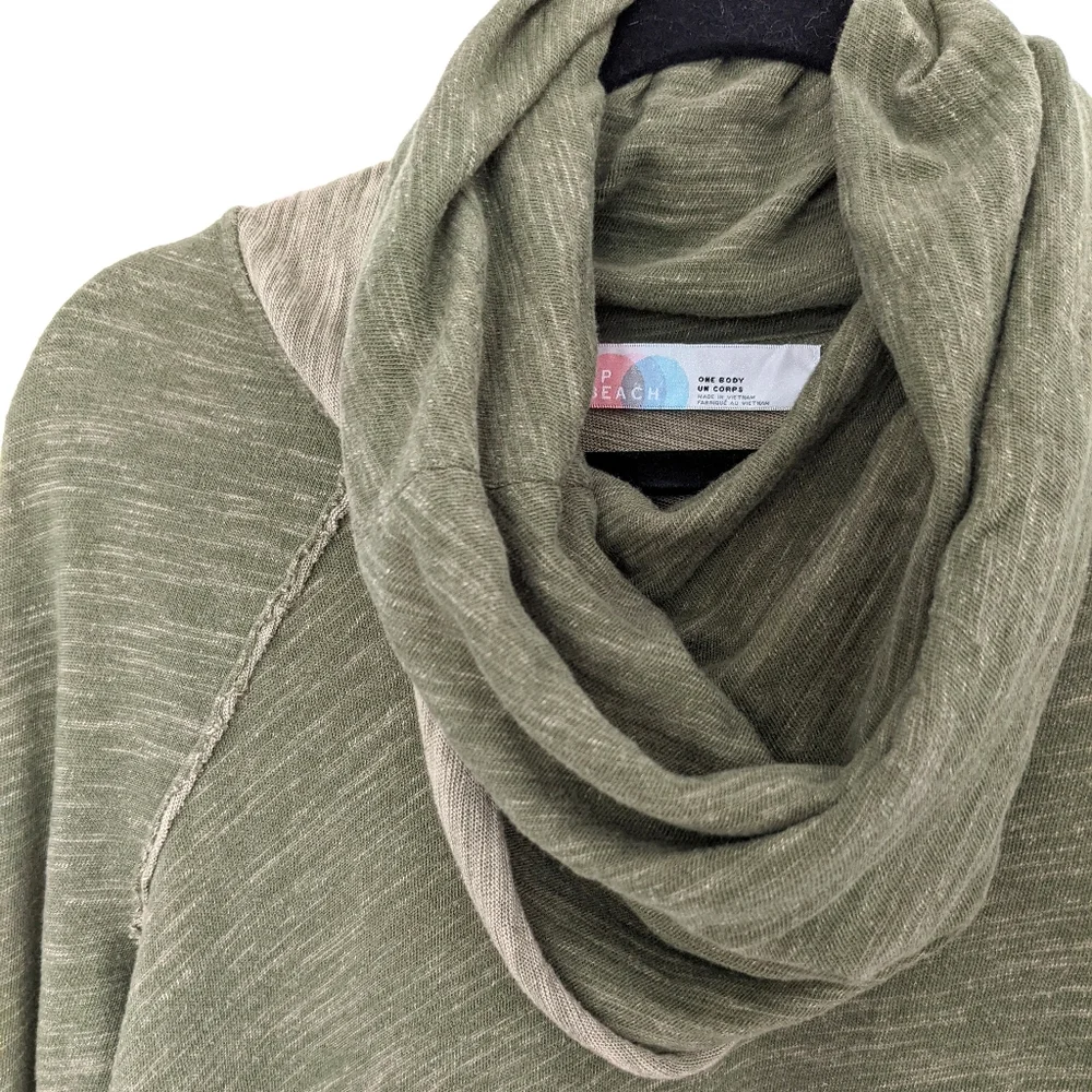 Free People Beach Cocoon Top One Body Funnel Neck Top Rolled Hem  Green - Picture 6 of 16